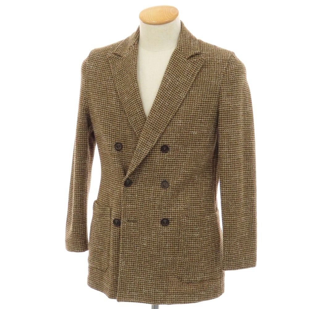 【中古】ティージャケット T-JACKET コットンウールナイロンアクリルポリエステル ダブル6B カジュアルジャケット ベージュブラウン【サイズXS】【メンズ】
