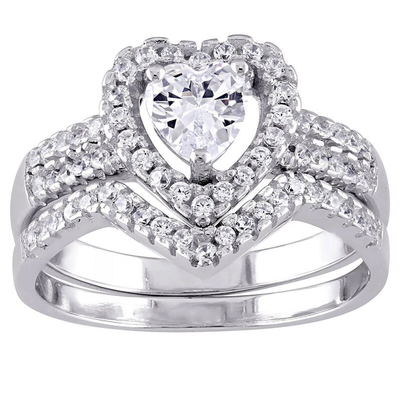 ステラ グレース レディース アクセサリー リング Stella Grace Sterling Silver Cubic Zirconia Heart Bridal Ring Set Sterling