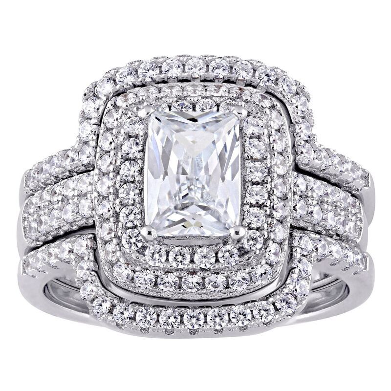 ステラ グレース レディース アクセサリー リング Stella Grace Sterling Silver Cubic Zirconia Halo Bridal Ring Set Sterling