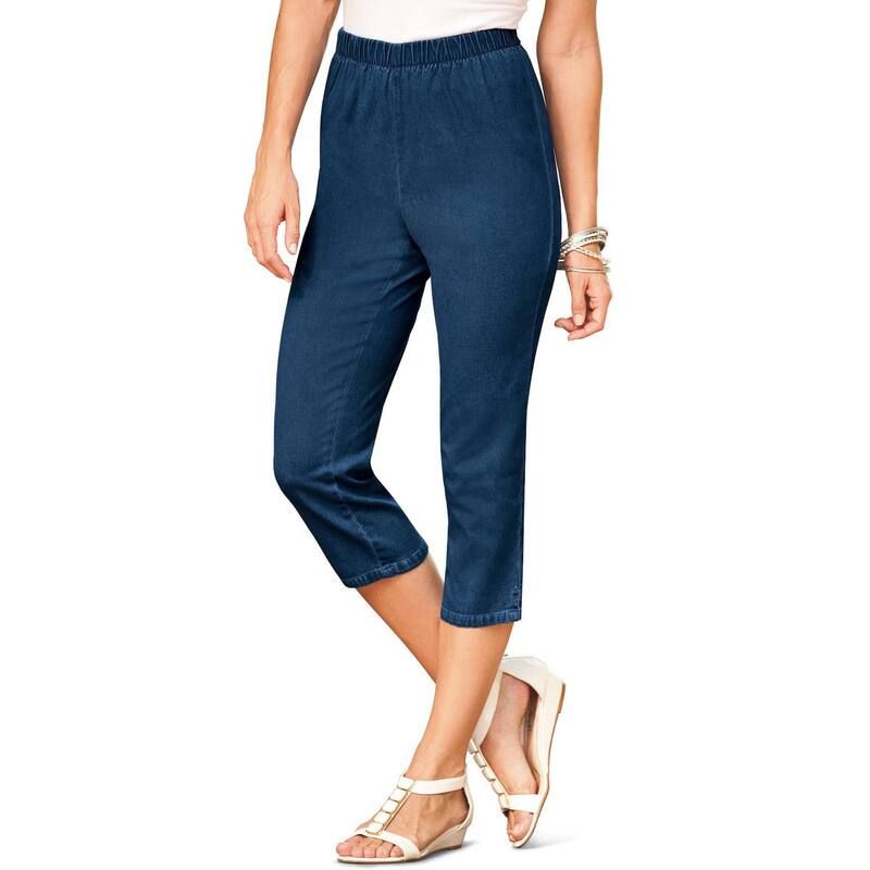 ロアマンズ レディース ボトムス カジュアルパンツ プラスサイズ トール キャップ Roamans Womens Plusize Tall Comfort Stretch Capri Jean Med