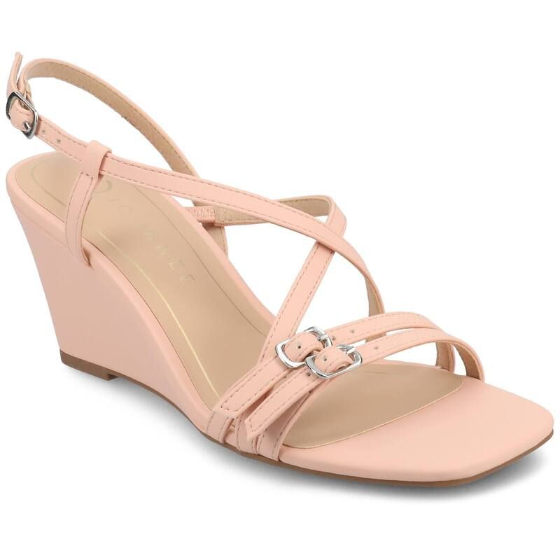 ジャーニー レディース シューズ サンダル Journee Collection Clinne Womens Multi Strap Wedge Sandals Pink ピンク