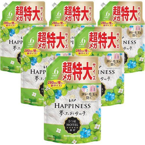 レノア Lenor ハピネス 5つ星ホテルの夢ふわタッチ 柔軟剤 シャインマスカットの香り 詰め替え 1900mL×6袋 大容量 ケース品