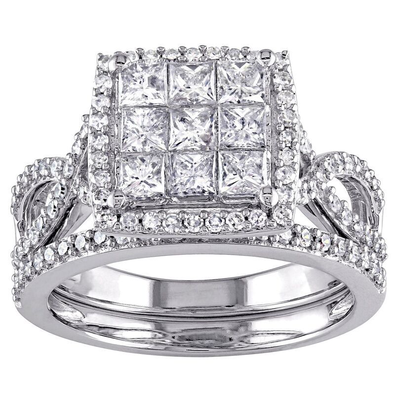 ステラ グレース レディース アクセサリー リング Stella Grace 10k White Gold 12 CaratW Diamond Halo Bridal Ringset 14k Whgo