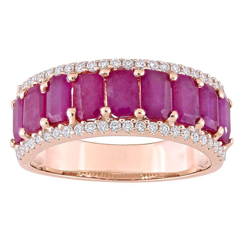 ステラ グレース レディース アクセサリー リング Stella Grace 14k Rose Gold Ruby 13 CaratW Diamond SemiEternity Ring 14k Ro