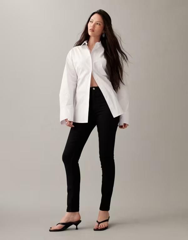 エイソス レディース ボトムス デニムパンツ ジーンズ ASOS DESIGN skinny jeans in clean black ブラック