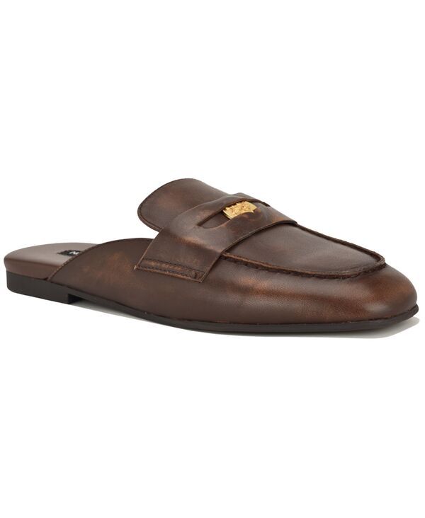 ナインウェスト レディース シューズ スリッポン・ローファー Nine West Womens Evans Penny Loafer Flat SlipOn Mules Dark Brown Leat