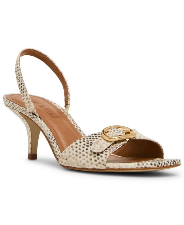 スティーブ マデン レディース シューズ サンダル ヒール Steve Madden Womens Henrietta KittenHeel Dressandals Natural Snake