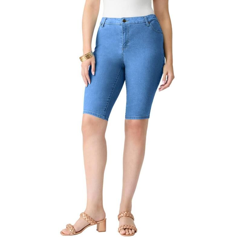 ロアマンズ レディース ボトムス ハーフパンツ・ショーツ プラスサイズ Roamans Womens Plusize Classic Stretch Bermuda Short Light Stone