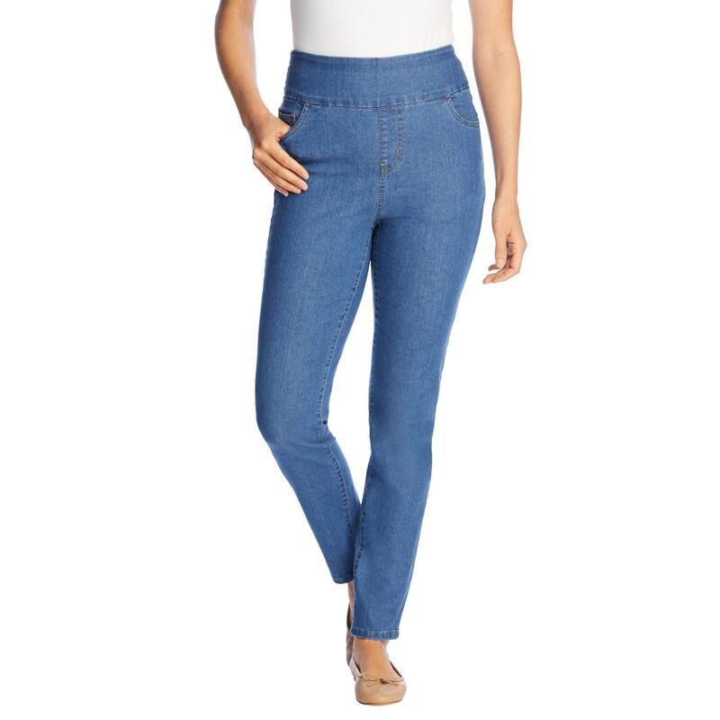 ウーマン ウィズイン レディース ボトムス デニムパンツ プラスサイズ ジーンズ Woman Within Plusize SlimLeg PullOn GapFree StretchDenim Je