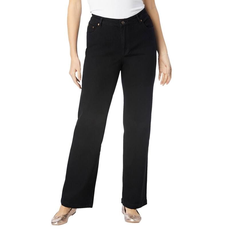 ウーマン ウィズイン レディース ボトムス デニムパンツ プラスサイズ プチ ジーンズ Woman Within Plusize Petite Stretch Denim WideLeg FivePo