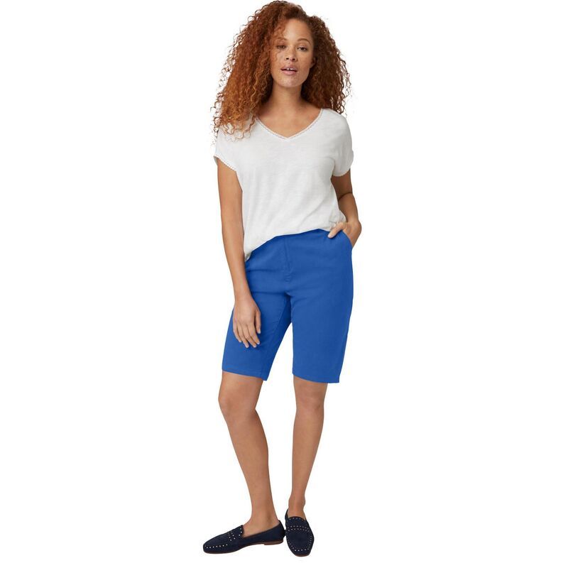 Ellos レディース ボトムス ハーフパンツ・ショーツ プラスサイズ ショートパンツ ellos Plusize Stretchino MidRise Bermuda Shorts Ocean Sa