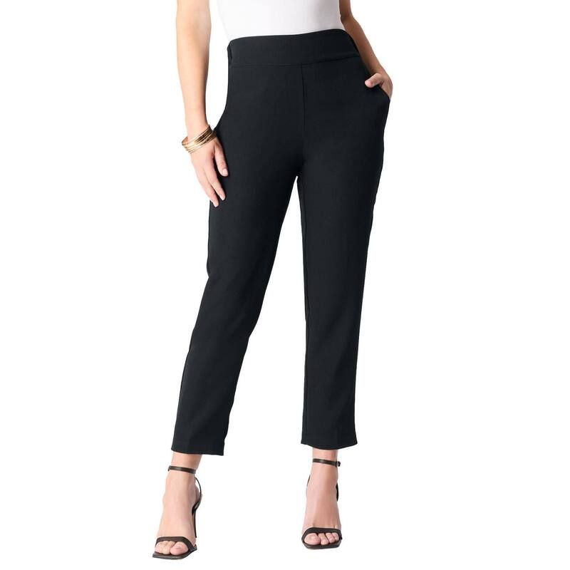 ロアマンズ レディース ボトムス カジュアルパンツ ストレート プラスサイズ アンクル Roamans Womens Plusize BiStretch Straight Leg Pull On An