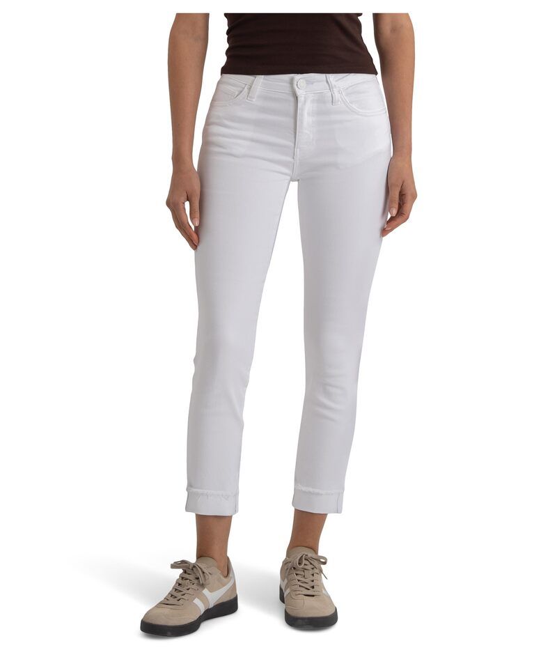 カットフロムザクロス レディース ボトムス デニムパンツ ストレート KUT from the Kloth Amy Crop Straight Leg Rollup Fray In Optic Whi