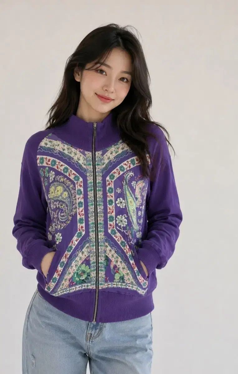 ETRO 紫 パータン ジップアップ ジャケット