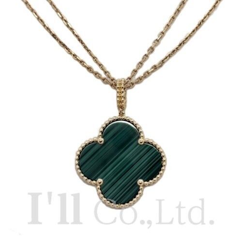 Van Cleef & Arpels　ヴァンクリーフ＆アーペル　マジック　アルハンブラ　ネックレス　VCARO3MG00　750YG　マラカイト　ペンダント　K18YG　Au750　イエローゴールド　ロング　ダブルチェーン【中古】【87807】