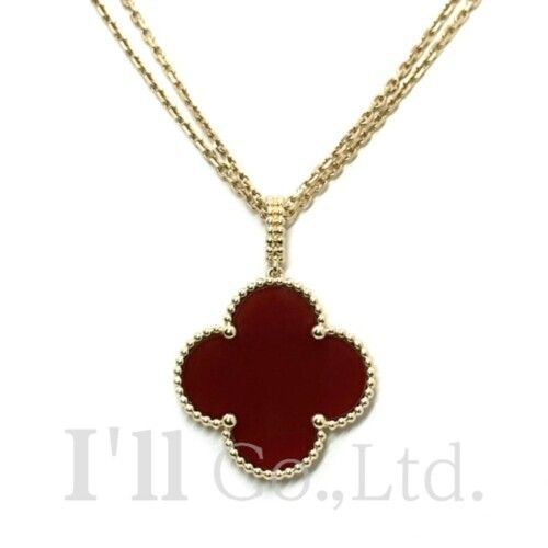 Van Cleef & Arpels　ヴァンクリーフ＆アーペル　マジック　アルハンブラ　ネックレス　VCARO49N00　750YG　カーネリアン　ペンダント　K18YG　Au750　イエローゴールド　ロング　ダブルチェーン【中古】【87367】