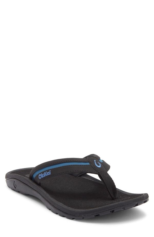 オルカイ メンズ シューズ サンダル OluKai Ohana Plua Flip Flop Black Slate Blue ブラック