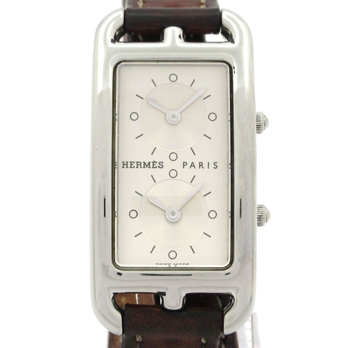 HERMES(エルメス) 腕時計 ケープコッド ドゥゾーン ドゥブルトゥール CC3-210 レディース SS/革ベルト/□E シルバー