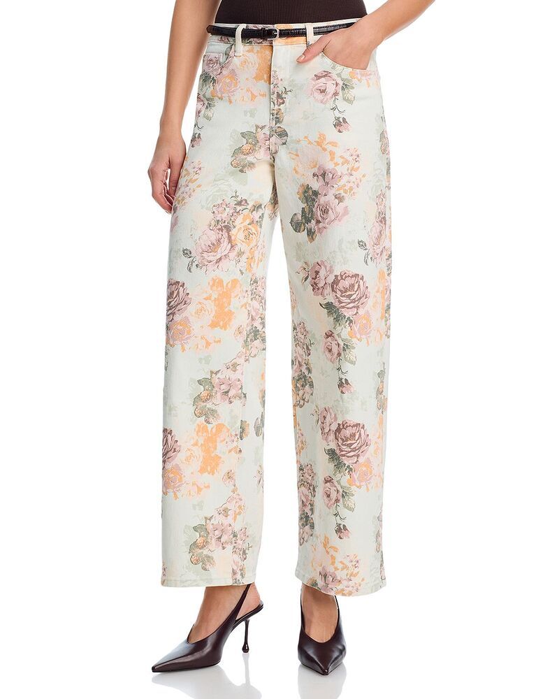 オールモストフェイマス レディース ボトムス デニムパンツ ワイドレッグ フラワー柄 プリント ジーンズ フラワー Almost Famous AQUA Floral Print High Rise