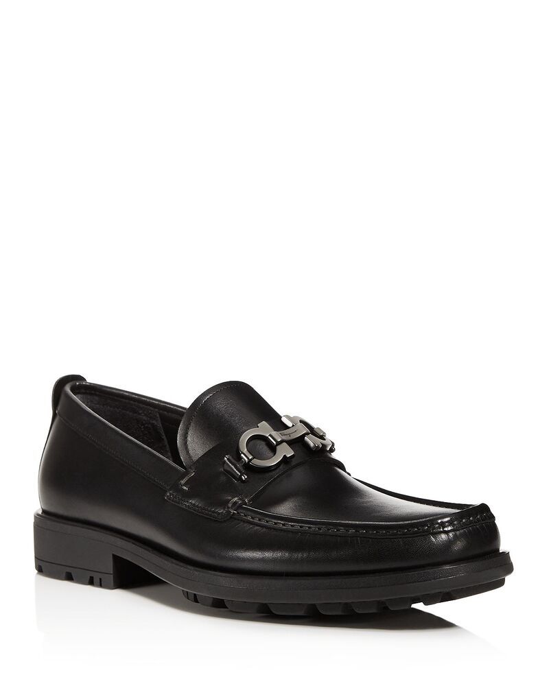 フェラガモ メンズ シューズ スリッポン・ローファー レザー FERRAGAMO Mens David Leather Loafers Black ブラック