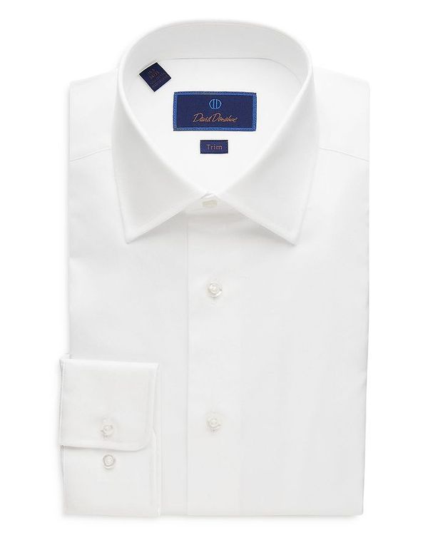デイビッドドナヒュー メンズ トップス シャツ David Donahue Super Fine Twill Trim Fit Dress Shirt White ホワイト
