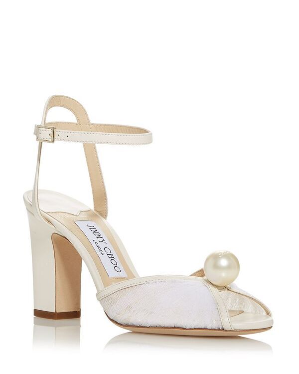 ジミーチュー レディース シューズ サンダル ヒール Jimmy Choo Womens Sacaria 85 High Block Heel Sandals IvoryWhite ホワイト