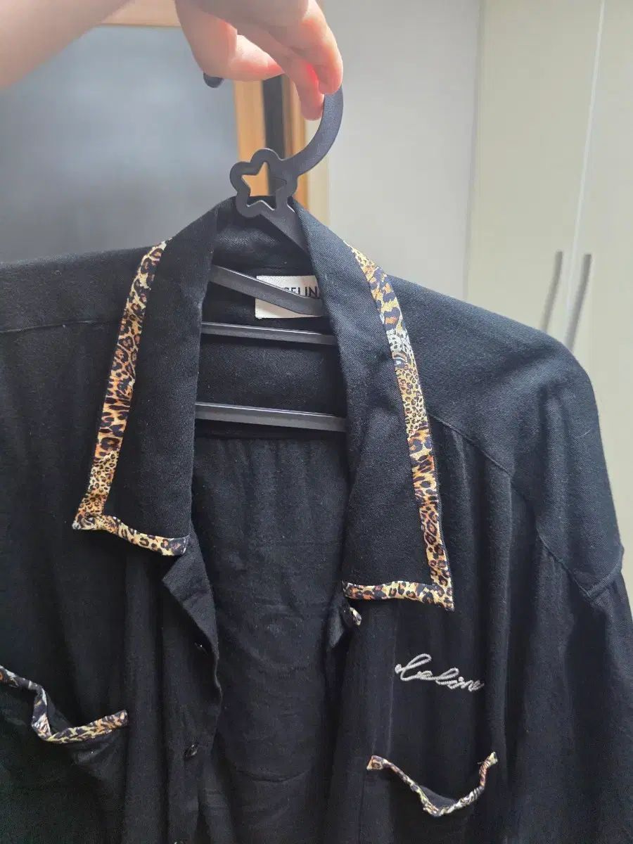 Celine セリーヌ ヒョウ柄 レオパード バイカラー ブラック シャツ