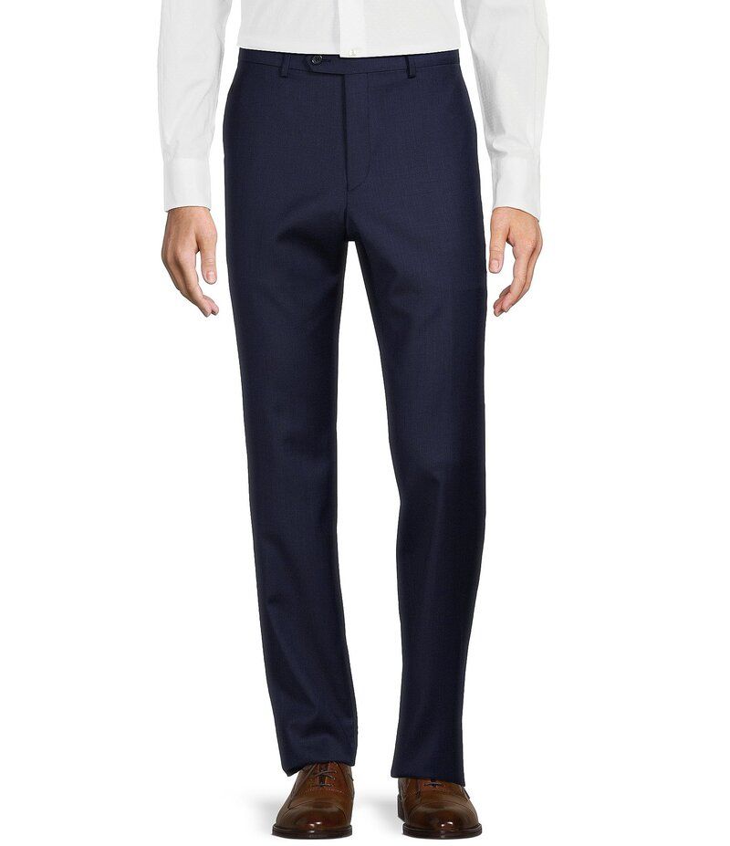 ヒッキーフリーマン メンズ ボトムス カジュアルパンツ パンツ Hickey Freeman Modern Fit FlatFront Solid Dress Pants Blue ブルー