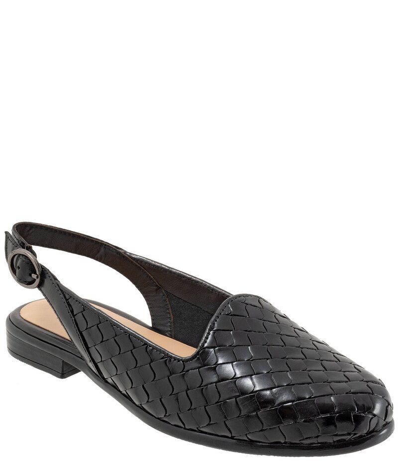 トロッターズ レディース シューズ パンプス レザー Trotters Lea Woven Leather Sling Flats Black ブラック
