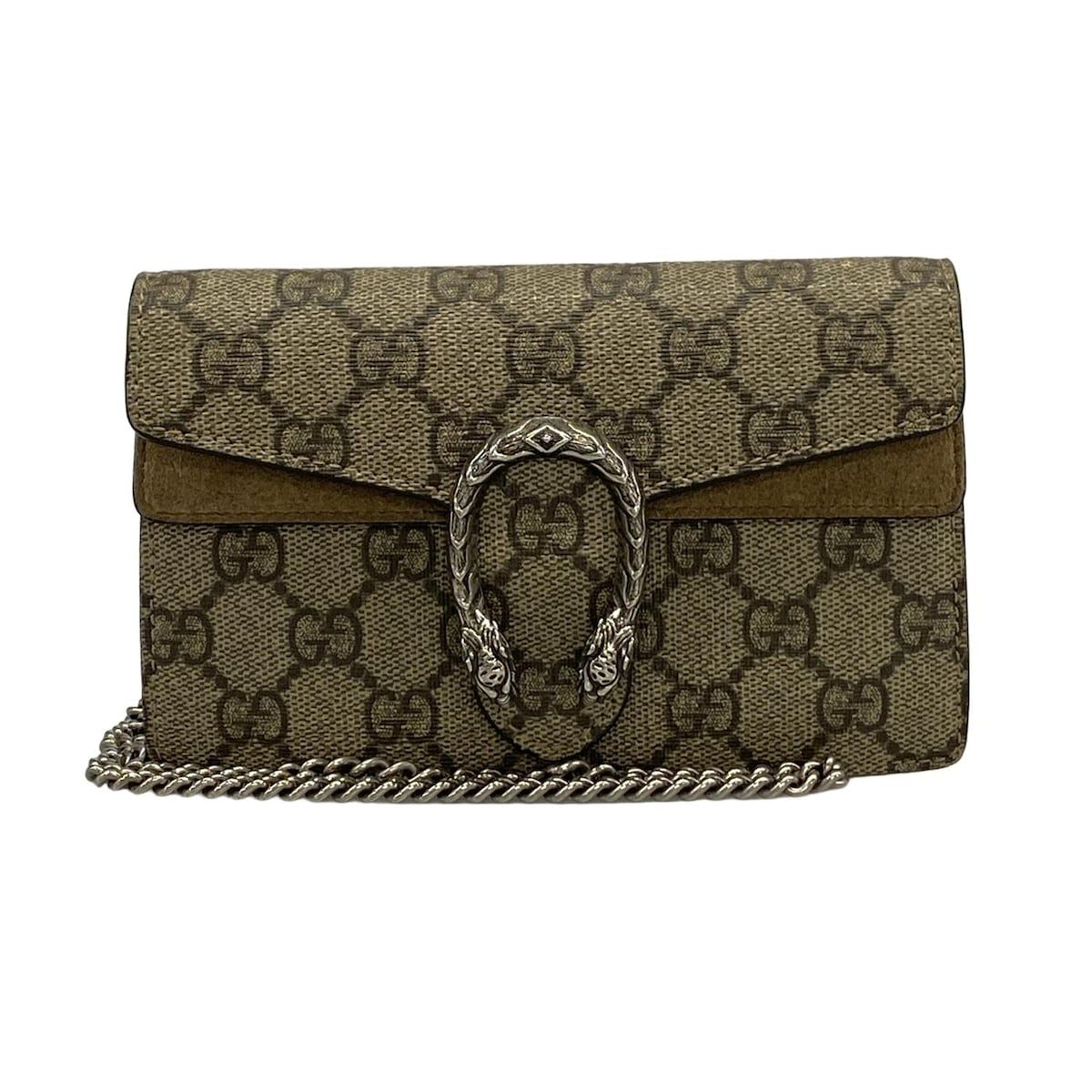 GUCCI(グッチ) ショルダーバッグ ディオニュソス/GGプラス・GGスプリーム 476432 ベージュ×ダークブラウン チェーンショルダー/ミニバッグ