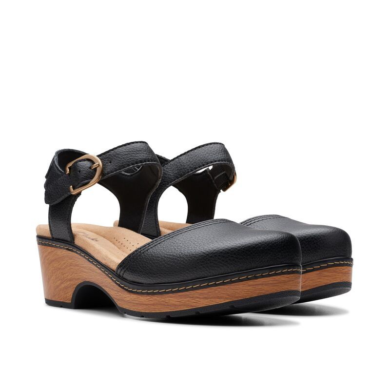 クラークス レディース シューズ ヒール Clarks Paizlee Bay Black Leather ブラック