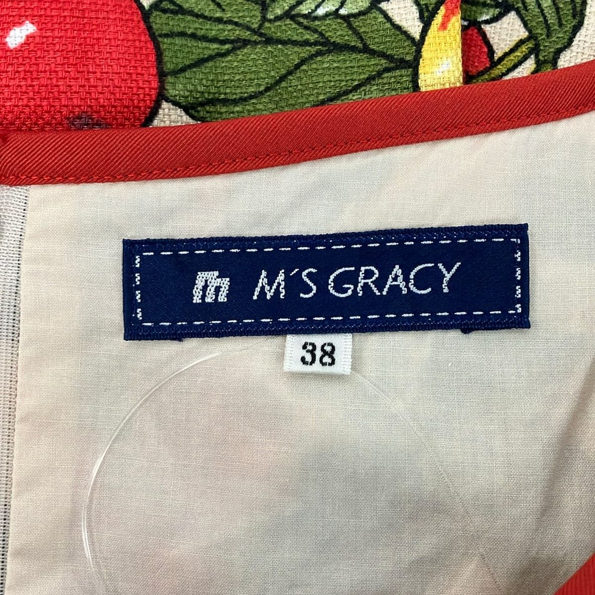M'S GRACY ノースリーブワンピース 38 赤色 M'S GRACY(エムズグレイシー) ワンピース サイズ38 M レディース美品
