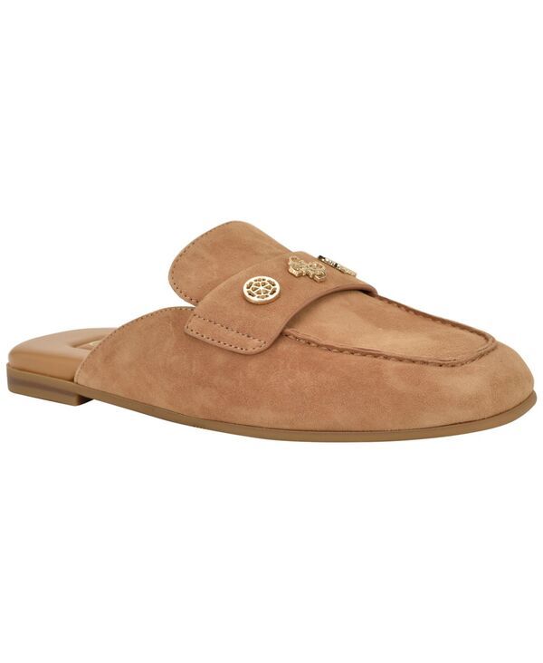 ゲス レディース シューズ スリッポン・ローファー GUESS Womens Aydeena SlipOn Mule Flats Cognac Suede
