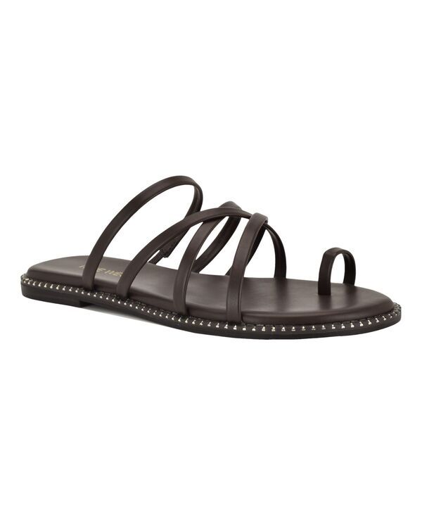 ナインウェスト レディース シューズ スリッポン・ローファー サンダル Nine West Womens Digen Strappy Toe Loop Flat SlipOn Sandals Dark