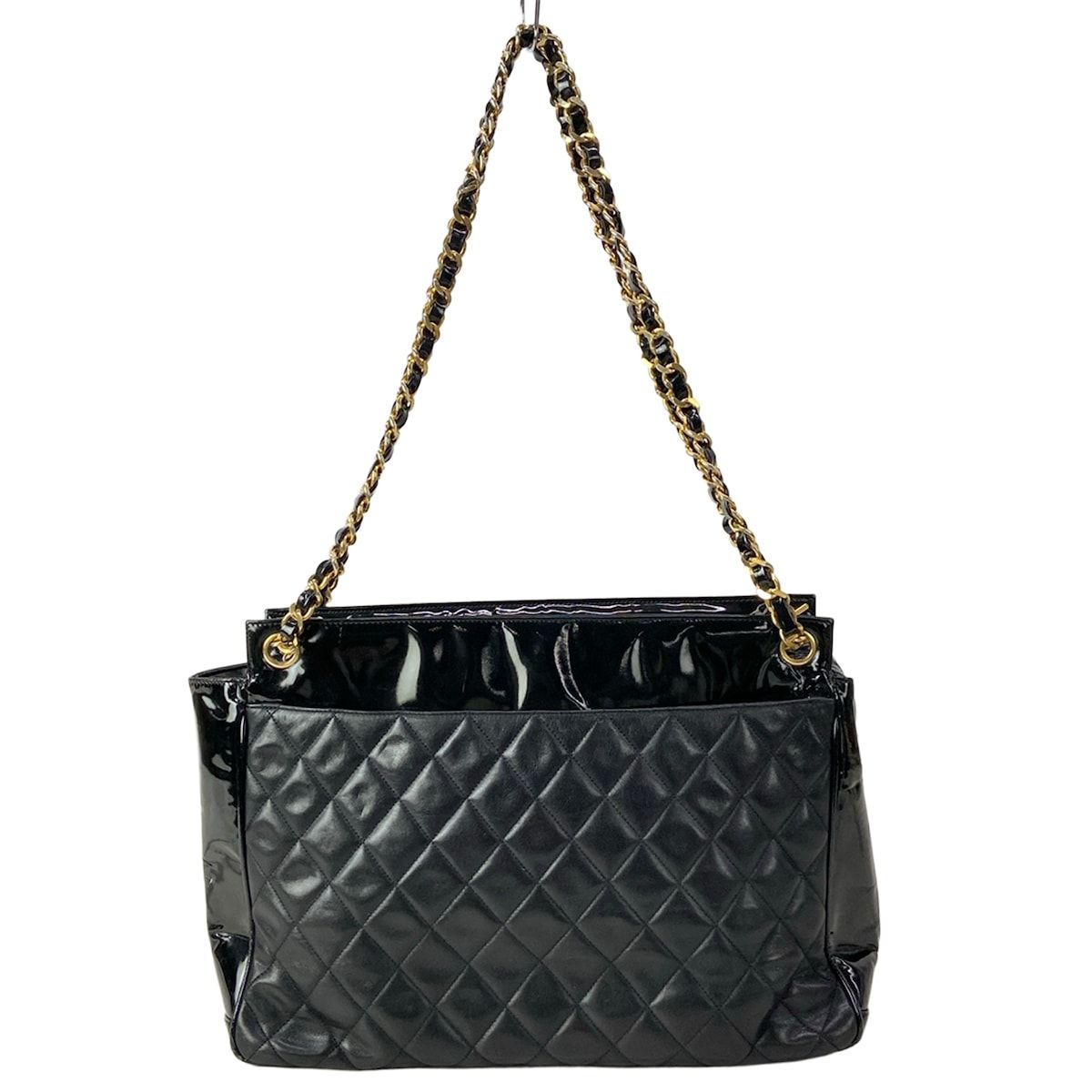 CHANEL(シャネル) トートバッグ マトラッセ 黒 チェーンショルダー/ゴールド金具 レザー、ラムスキン