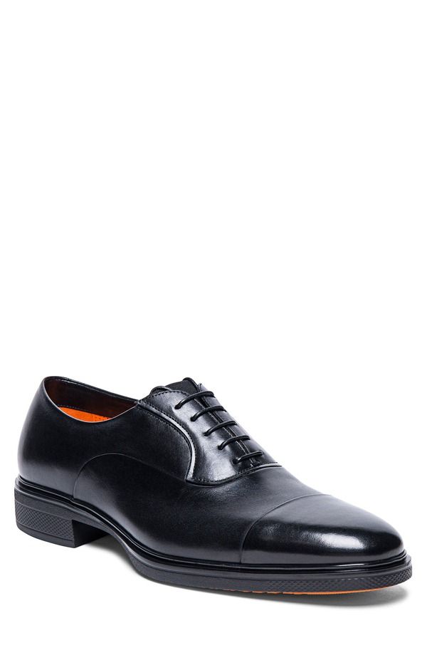 サントーニ メンズ シューズ オックスフォード キャップ Santoni Easy Cap Toe Oxford Black ブラック