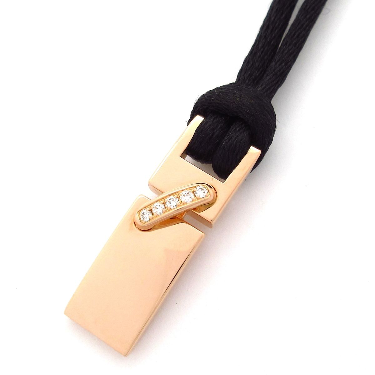 CHAUMET(ショーメ) ネックレス美品 リアン K18PG×ダイヤモンド×黒 5Pダイヤ/コードネックレス 107,000円