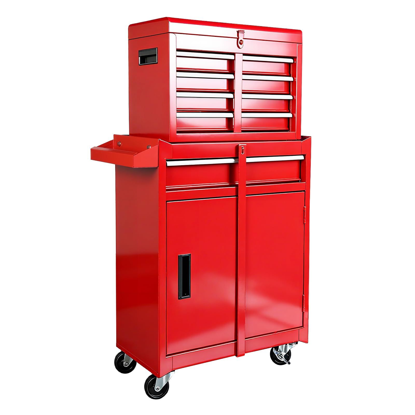 ☆新品☆BIG RED ツールキャビネット ツールチェスト 大型 ローラー ツールワゴン 鍵付き 引き出し 工具箱 キャビネット ボックス 5段タイプ 大容量 収納多数 工具箱 大型 ガレージ（レッド/キャスター付き）