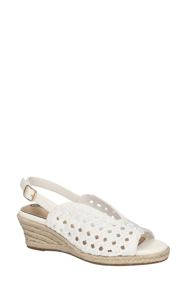 ベラヴィータ レディース シューズ ヒール サンダル Bella Vita Bethany Slingback Wedge Sandal White Raffia ホワイト
