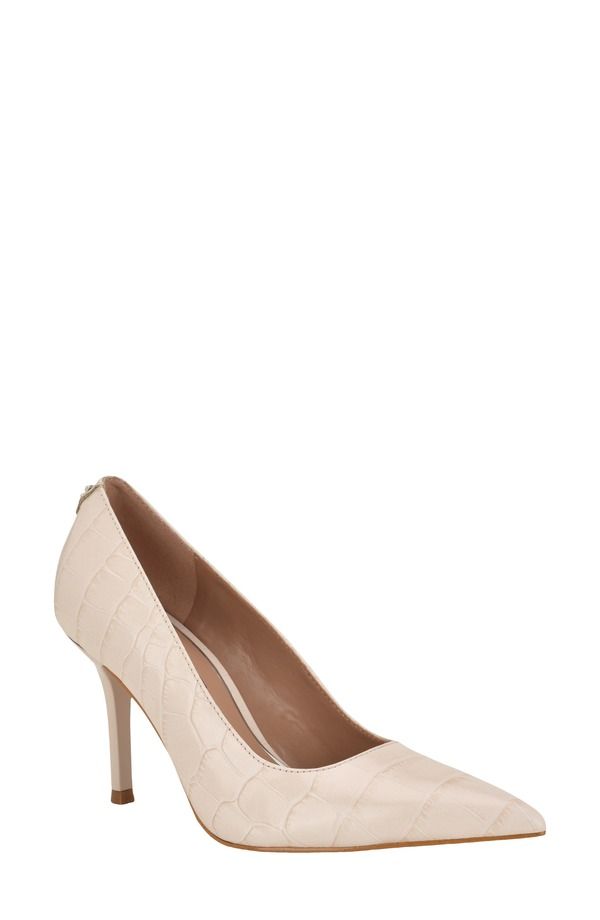 ゲス レディース シューズ ヒール GUESS Prindy Croc Embossed Pump Ivory アイボリー