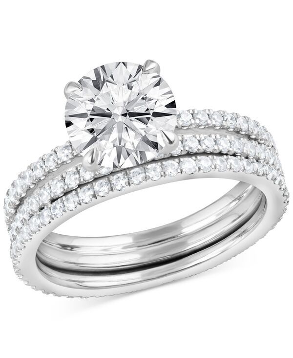 バッジェリーミシュカ レディース アクセサリー リング Badgley Mischka Certified Lab Grown Diamond Bridal Set 3 ctw in 14k Whit