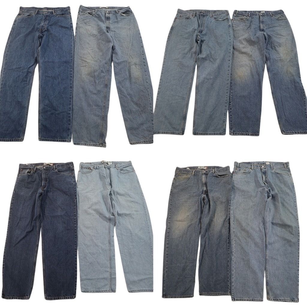 古着卸 まとめ売り リーバイス 550・560 デニムパンツ 8枚セット ( メンズ 40 ) ワイド リラックス ジッパーフライ 中古 古着 NF4125