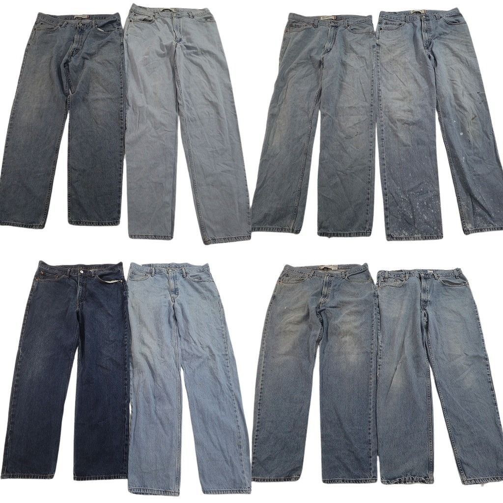 古着卸 まとめ売り リーバイス 550・560 デニムパンツ 8枚セット ( メンズ 36/38 ) ワイド リラックス ジッパーフライ 中古 古着 NF4132