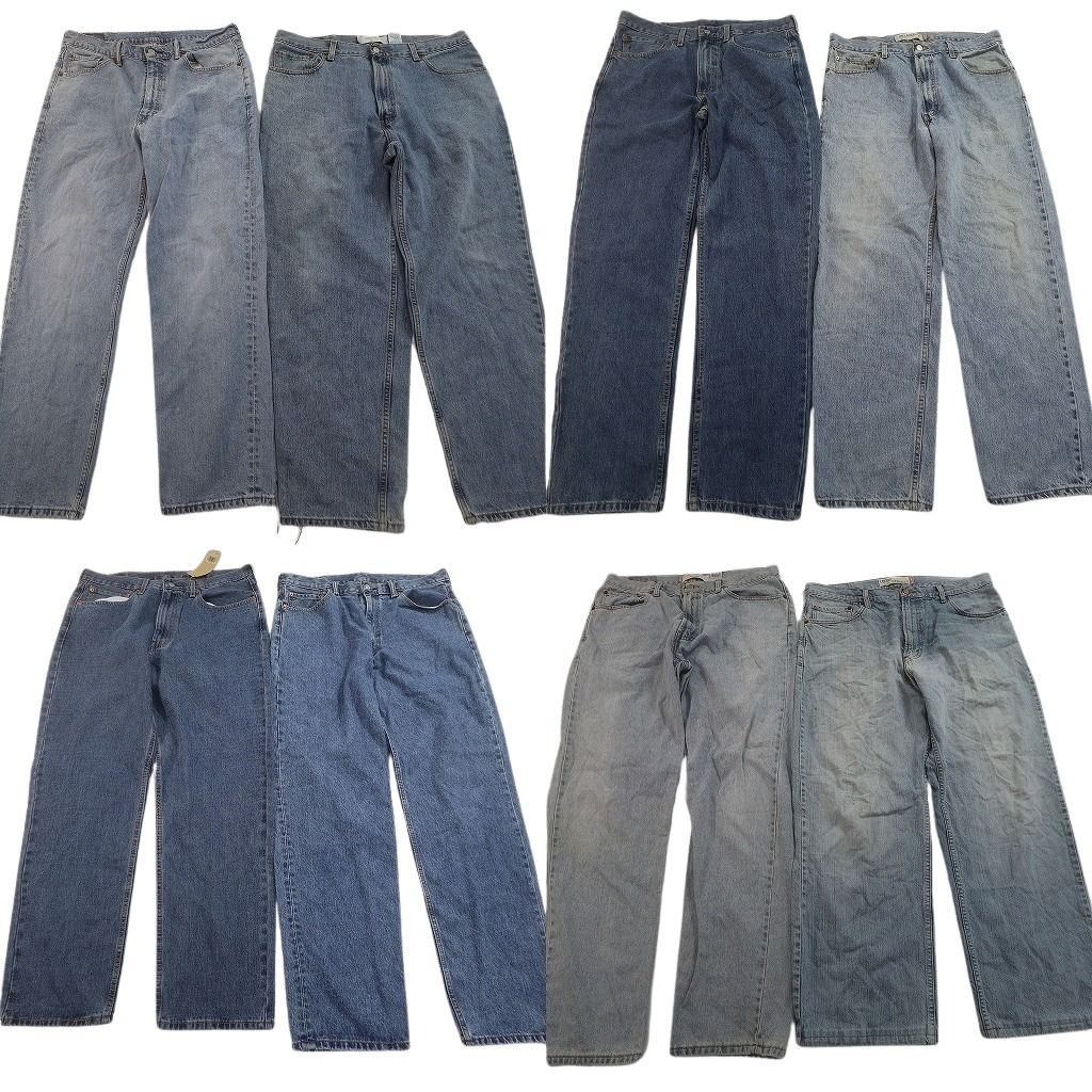 古着卸 まとめ売り リーバイス 550・560 デニムパンツ 8枚セット ( メンズ 36 ) ワイド リラックス ジッパーフライ 中古 古着 NF4133