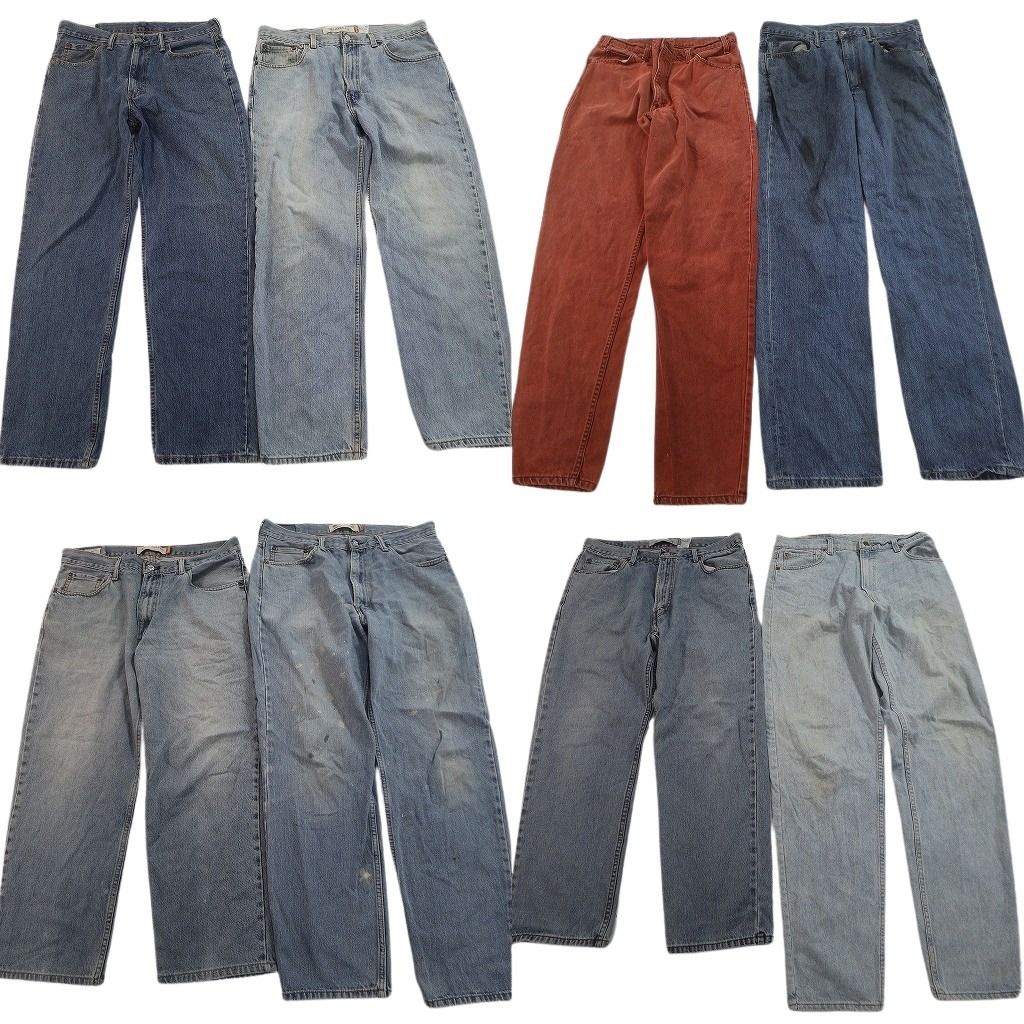 古着卸 まとめ売り リーバイス 550・560 デニムパンツ 8枚セット ( メンズ 36 ) ワイド リラックス ジッパーフライ 中古 古着 NF4134
