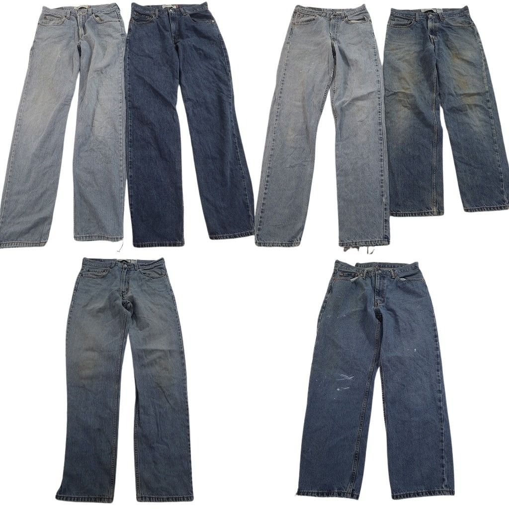 古着卸 まとめ売り リーバイス 550・560 デニムパンツ 6枚セット ( メンズ 32/33 ) ワイド リラックス ジッパーフライ 中古 古着 NF4138