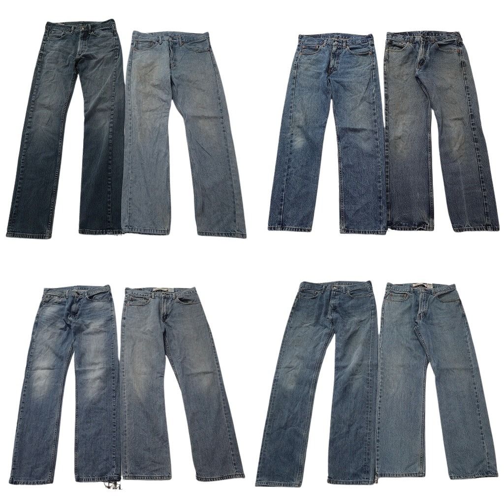 古着卸 まとめ売り リーバイス 505 デニムパンツ 8枚セット ( メンズ 32/33 ) テーパード　ジッパーフライ 中古 古着 NF4155