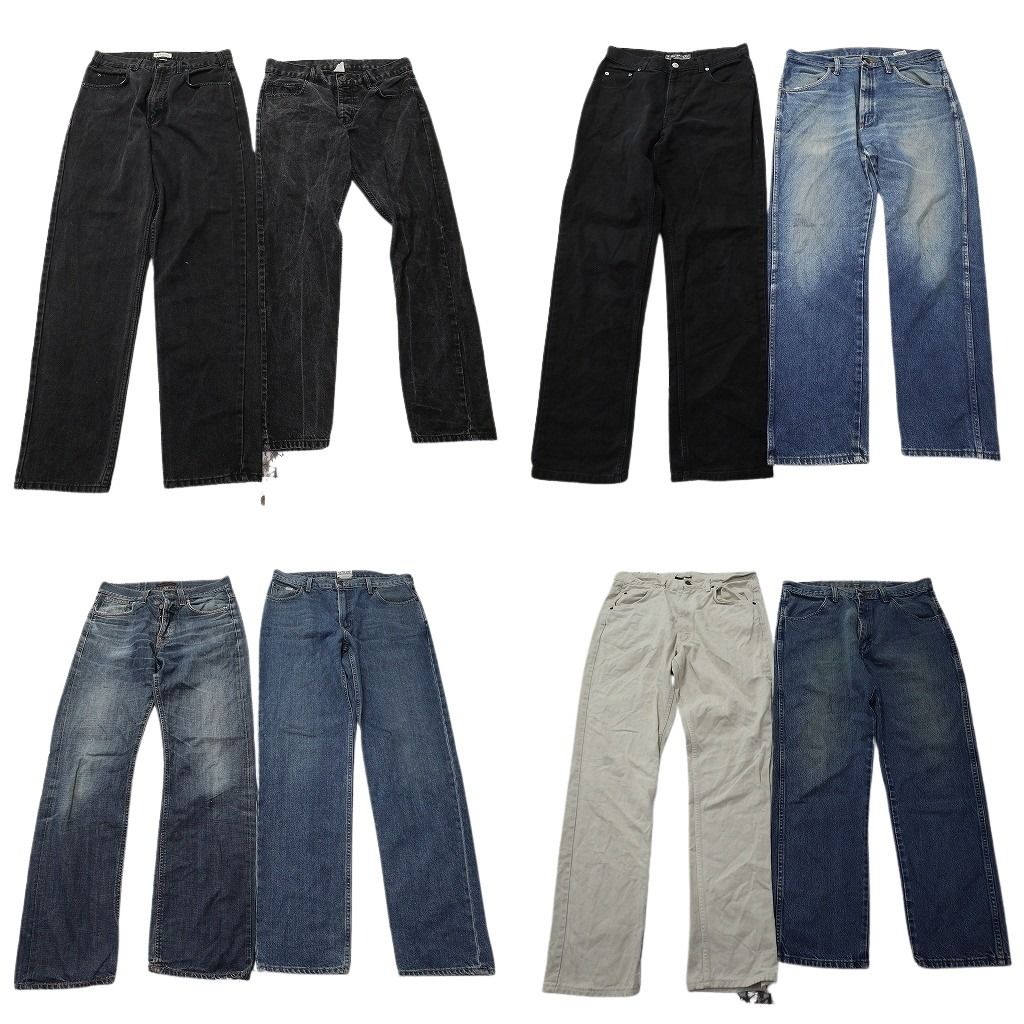 古着卸 まとめ売り デニムパンツ 8枚セット ( メンズ 34 ) ホワイトデニム ブラックデニム 中古 古着 NF4159