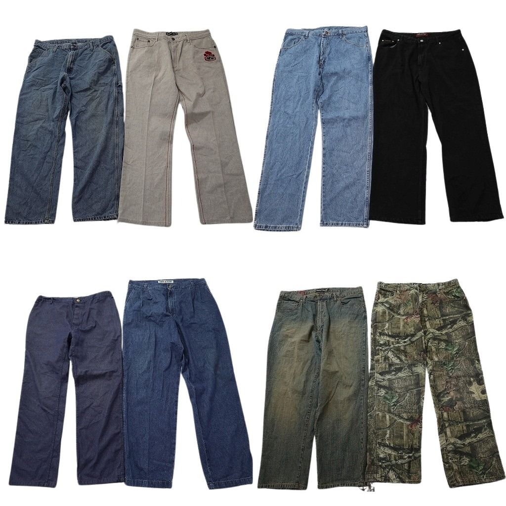 古着卸 まとめ売り デニムパンツMIX 8枚セット ( メンズ 38/40 ) リアルツリー ブラックデニム 中古 古着 NF4161