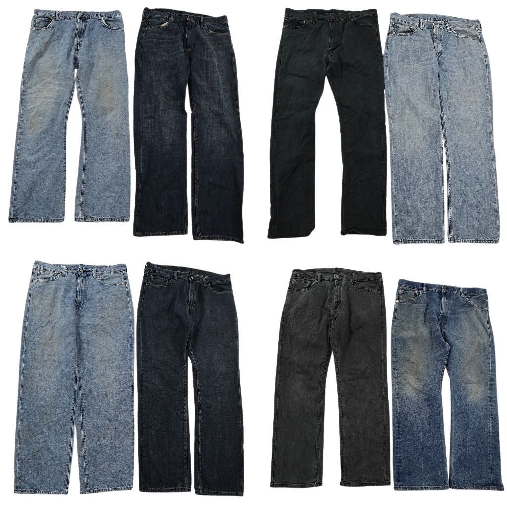 古着卸 まとめ売り リーバイス 品番MIX デニムパンツ 8枚セット ( メンズ 36 ) 517 559 569 ブラックデニム 中古 古着 NF4189